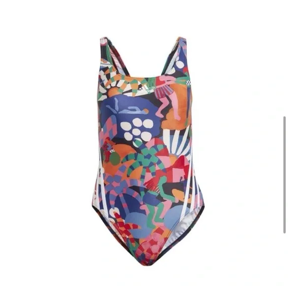 NWT FARM Rio x ADIDAS One Piece full swimsuit cloud white size 14 like a size 12 - Picture 4 of 5